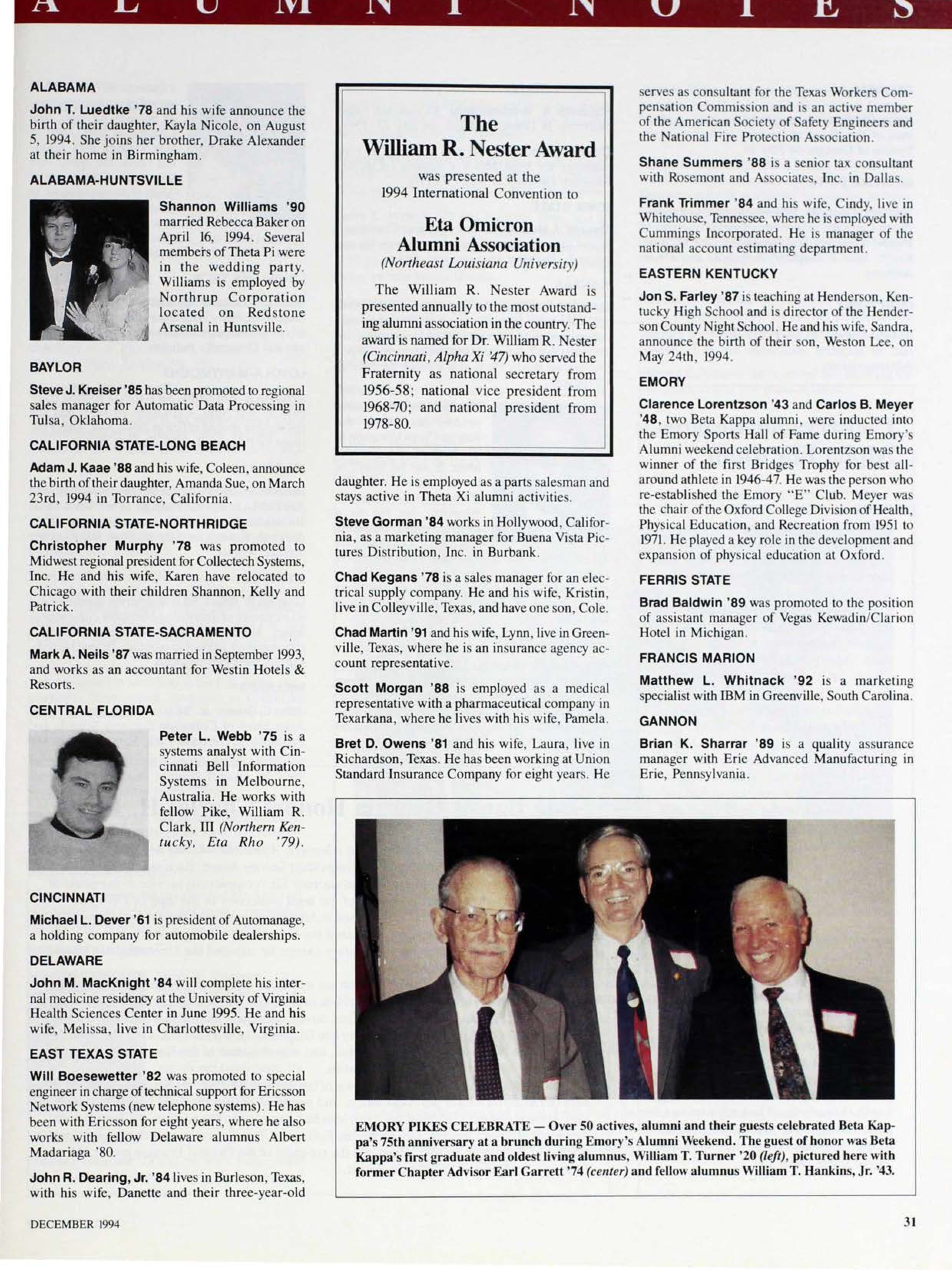 Alumni Notes, December 1994